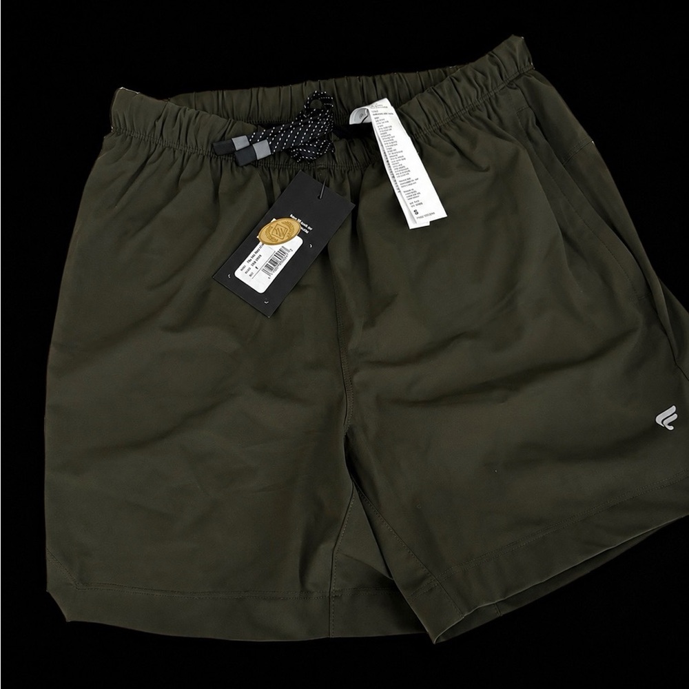 Fabletics Men's Olive Green Performance Shorts with Drawcord